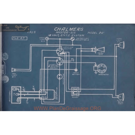 Chalmers Master Six 29 18volt Schema Electrique 1915 Entz