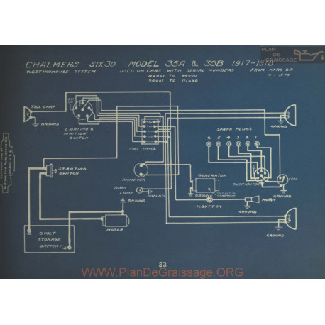 Chalmers Six30 35a 35b Schema Electrique 1917 1918 Westinghouse