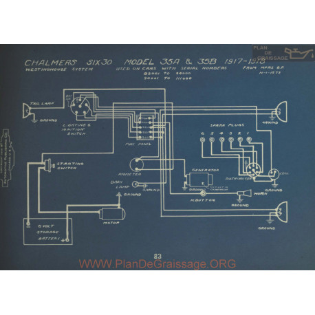 Chalmers Six30 35a 35b Schema Electrique 1917 1918 Westinghouse