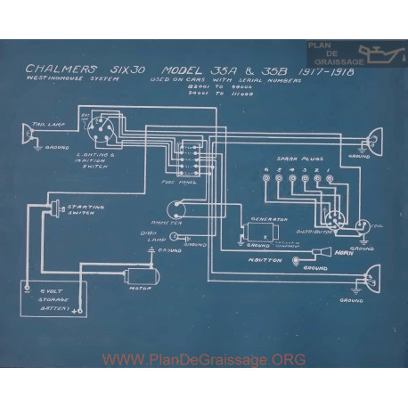 Chalmers Six30 35a 35b Schema Electrique 1917 1918