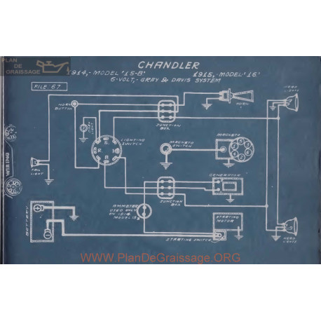 Chandler 15b 16 6volt Schema Electrique 1914 1915 Gray & Davis