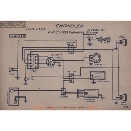 Chandler 6 6volt Schema Electrique 1919 1920 Westinghouse