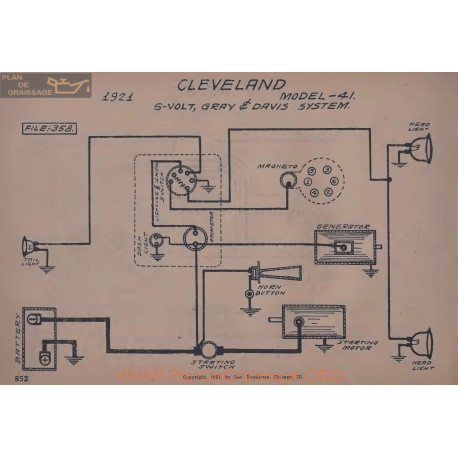 Chevrolet 41 6volt Schema Electrique 1921 Gray & Davis