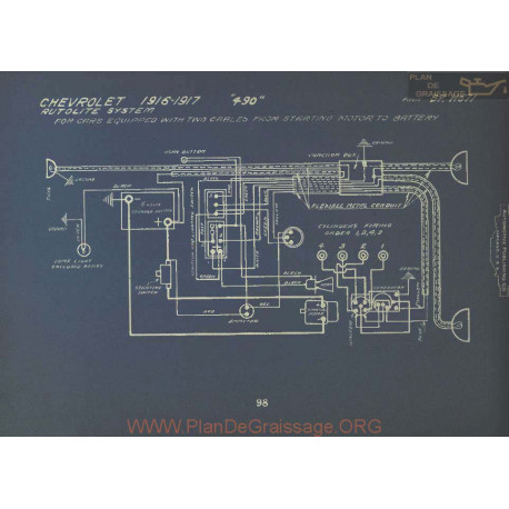 Chevrolet 490 Schema Electrique 1916 1917 Autolite V5