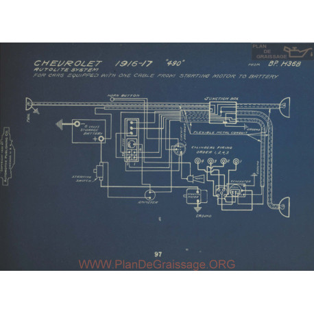 Chevrolet 490 Schema Electrique 1916 1917 Autolite