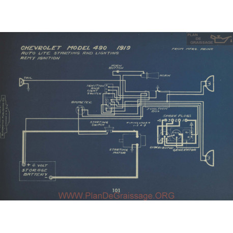 Chevrolet 490 Schema Electrique 1919 Eutolite Remy