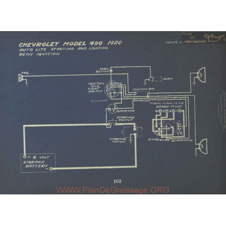 Chevrolet 490 Schema Electrique 1920 Autolite