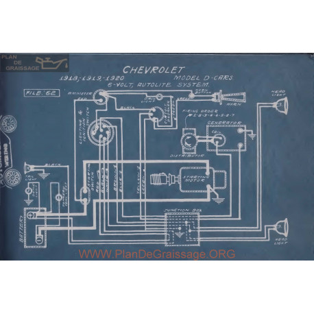 Chevrolet D 6volt Schema Electrique 1918 1919 1920 Autolite