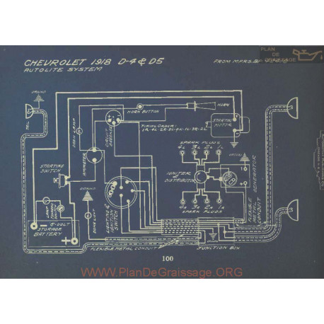 Chevrolet D4 D5 Schema Electrique 1918 Autolite