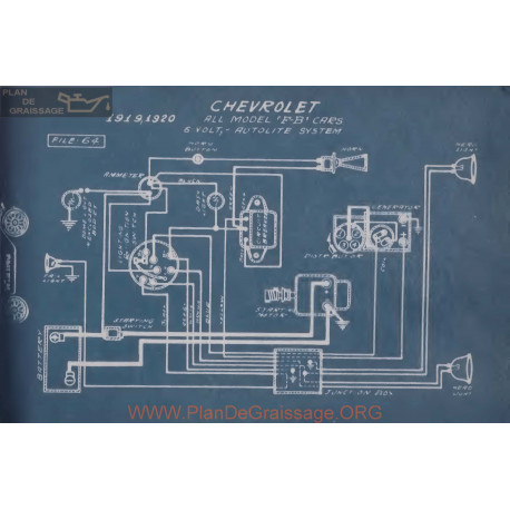 Chevrolet Fb 6volt Schema Electrique 1919 1920 Autolite