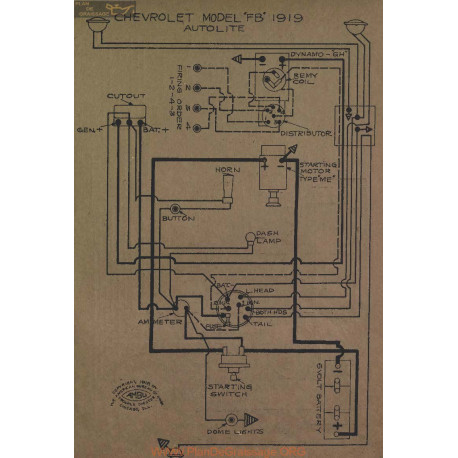 Chevrolet Fb Schema Electrique 1919 Autolite