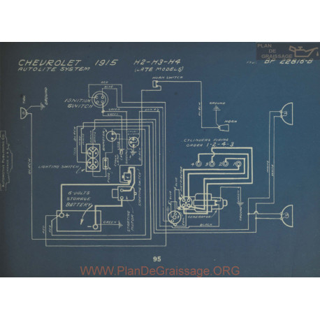 Chevrolet H2 H3 H4 Late Models Schema Electrique 1915 Autolite