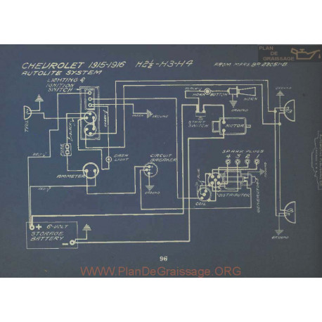 Chevrolet H2 H3 H4 Schema Electrique 1915 1916 Autolite