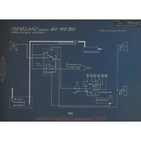 Cleveland 40 Schema Electrique 1919 1920 Gray & Davis