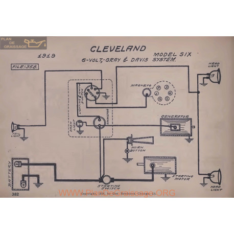 Cleveland Six 6volt Schema Electrique 1919 Gray & Davis V2