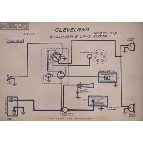 Cleveland Six 6volt Schema Electrique 1919 Gray & Davis V2
