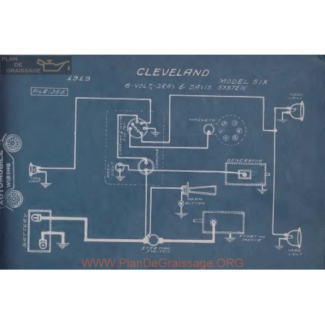 Cleveland Six 6volt Schema Electrique 1919 Gray & Davis