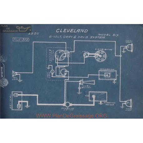Cleveland Six 6volt Schema Electrique 1920 Gray & Davis