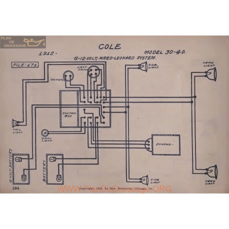 Cole 30 40 12volt 6volt Schema Electrique 1912 Ward Leonard