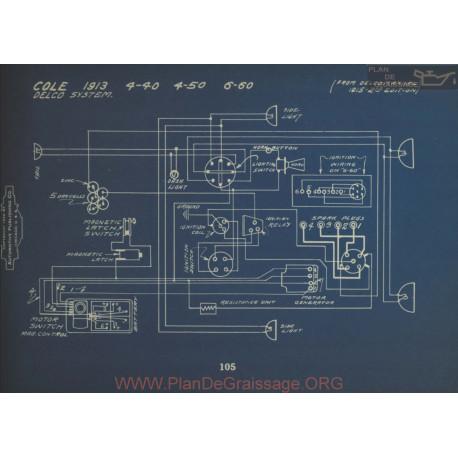 Cole 4 40 50 60 Schema Electrique 1913 Delco