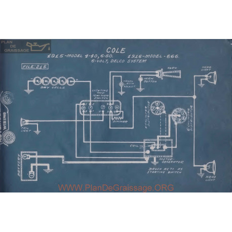 Cole 4 40 50 666 6volt Schema Electrique 1915 1916 Delco