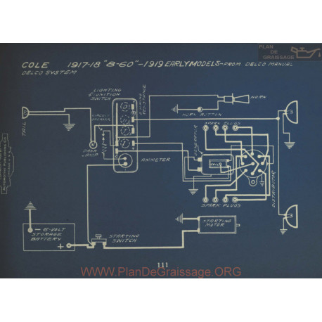 Cole 8 60 Early Models Schema Electrique 1918 1917 1919 Delco