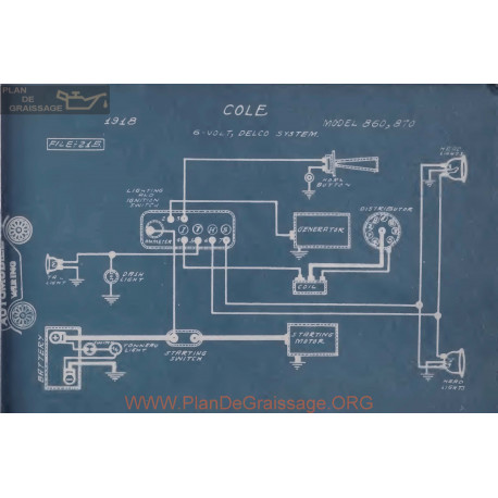 Cole 860 870 6volt Schema Electrique 1918 Delco