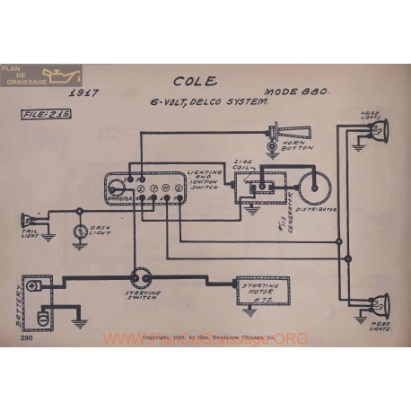 Cole 880 6volt Schema Electrique 1917 Delco V2
