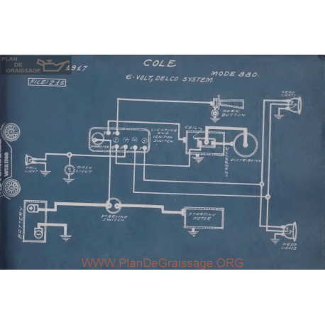 Cole 880 6volt Schema Electrique 1917 Delco