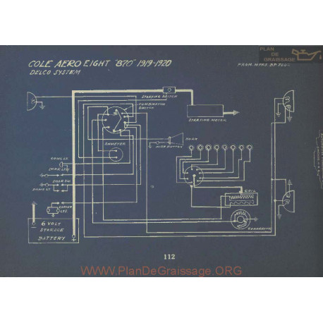 Cole Aero Eight 870 Schema Electrique 1919 1920 Delco