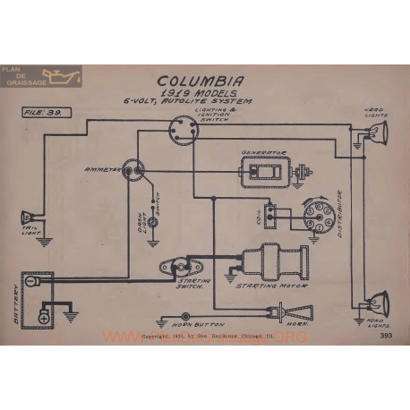 Columbia 6volt Schema Electrique 1919 Autolite V2
