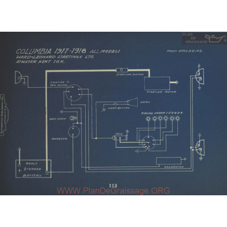 Columbia All Models Schema Electrique 1917 1918 Ward Leonard