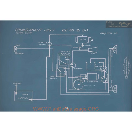 Crow Elkhart Cce30 Ce33 Schema Electrique 1916 1917