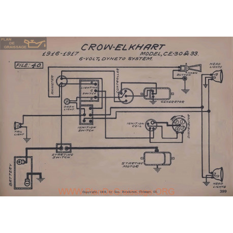 Crow Elkhart Ce 30 33 6volt Schema Electrique 1916 1917 Dyneto ver2