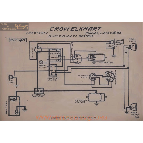 Crow Elkhart Ce 30 33 6volt Schema Electrique 1916 1917 Dyneto ver2