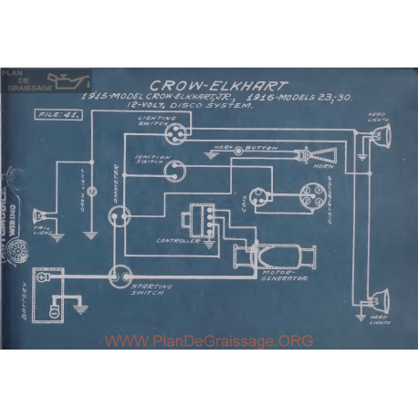 Crow Elkhart Jr 23 30 12volt Schema Electrique 1915 Dico