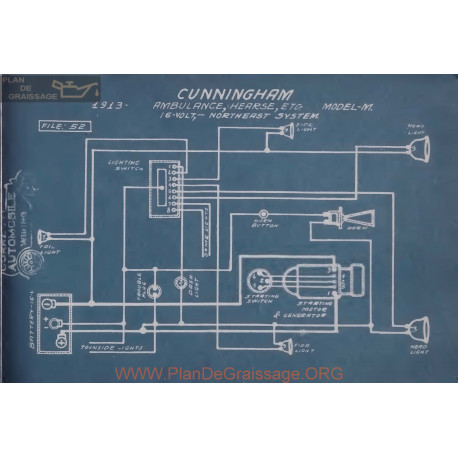 Cunningham Ambulance M 6volt Schema Eelctrique 1913 Northeast