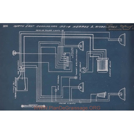 Cunningham Hearse & Ambulance Schema Electrique 1913 1914