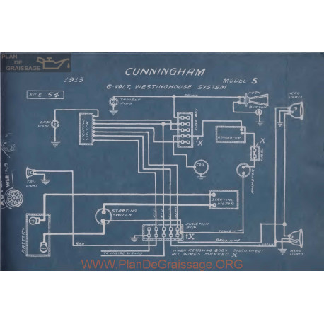 Cunningham S 6volt Schema Electrique 1915 Westinghouse