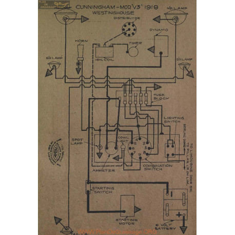 Cunningham V3 Schema Electrique 1919 Westinghouse