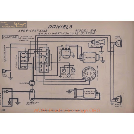 Daniels A B 6volt Schema Electrique 1916 1917 1918 Westinghouse