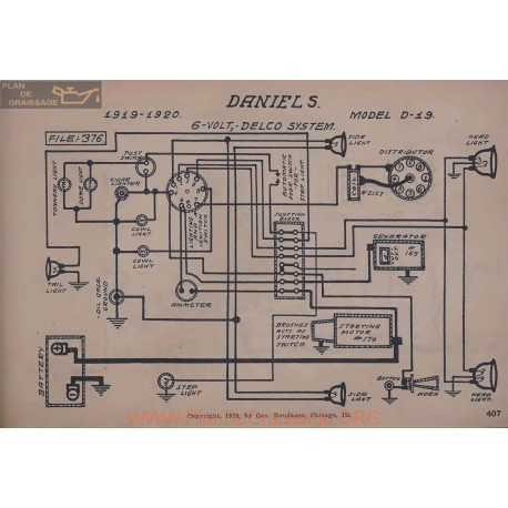 Daniels D19 6volt Schema Electrique 1919 1920 Delco