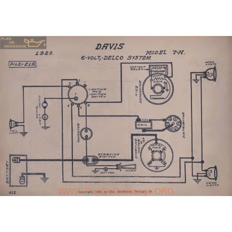 Davis 7n 6volt Schema Electrique 1920 Delco
