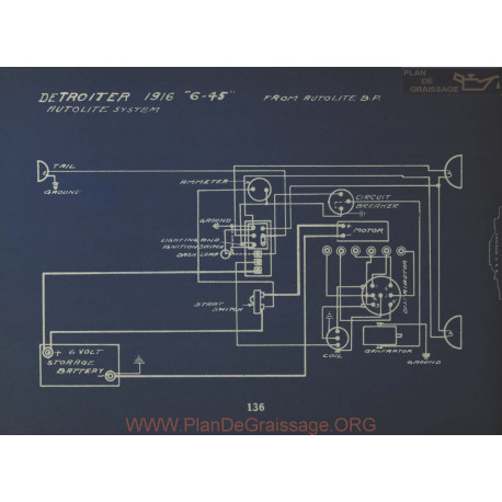 Detroiter 6 45 Schema Electrique 1916 Autolite