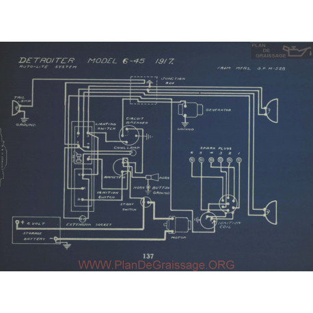Detroiter 6 45 Schema Electrique 1917 Autolite