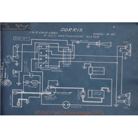 Dorris 6 80 6volt Schema Electrique 1918 1919 1920 Westinghouse