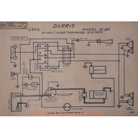 Dorris 6 80 6volt Schema Electrique 1921 Westinghouse