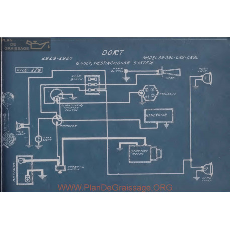 Dort 39 39l C39 C39l 6volt Schema Electrique 1919 1920 Westinghouse