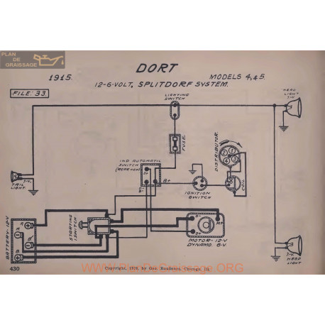 Dort 4 5 12volt 6volt Schema Electrique 1915 Splitdorf V2