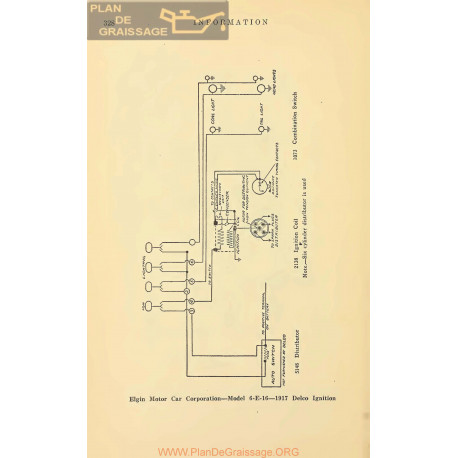 Elgin 6 E 16 Schema Electrique 1917 Delco